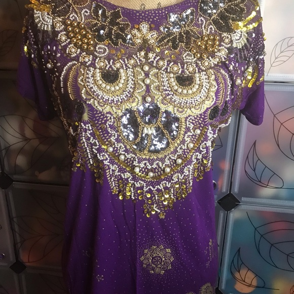 Vintage BaliChic Embellish Owl Purple Rayon Blouse - Picture 8 of 8